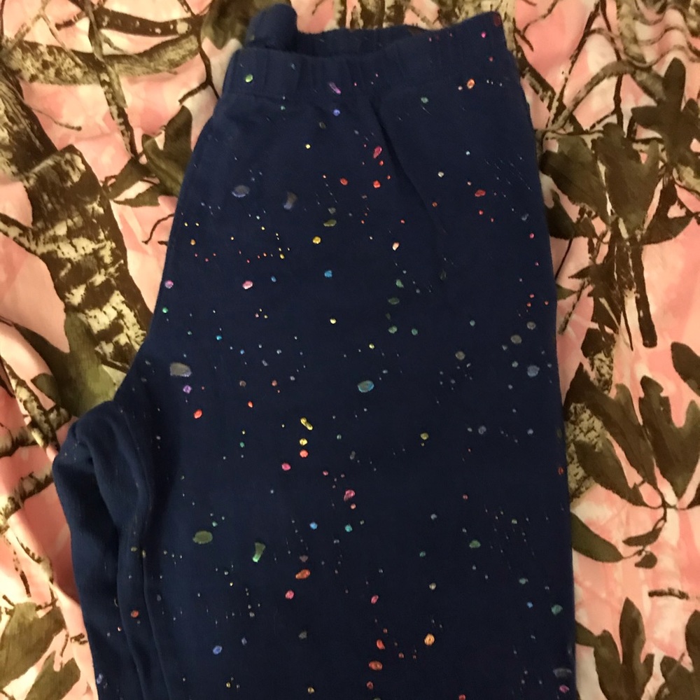 Metallic paint splattered leggings